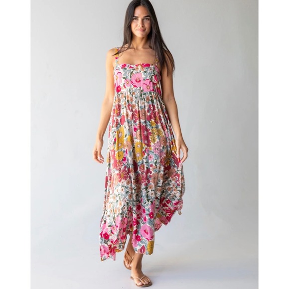 NATURAL LIFE Dresses & Skirts - Natural Life Patti Side Slit Maxi Dress Womens XL Floral Sleeveless Boho Summer